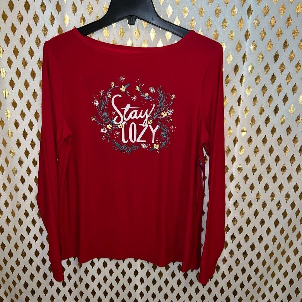 Stay cozy long sleeved shirt pj croft & barrow size S